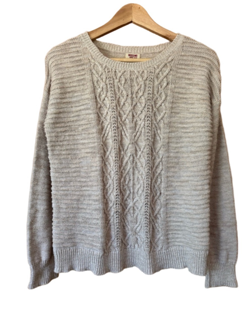 Vintage Mossimo Supply Co. Cable Knit Sweater in Heather Oatmeal size large